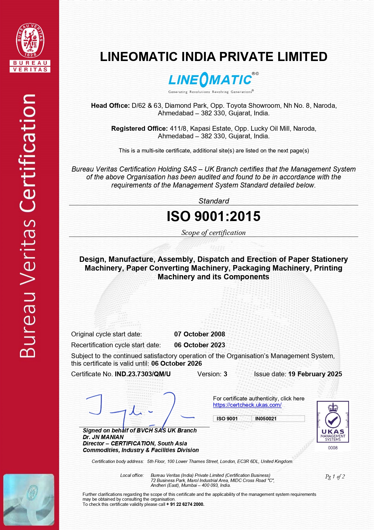 Certification of Bureau Veritas