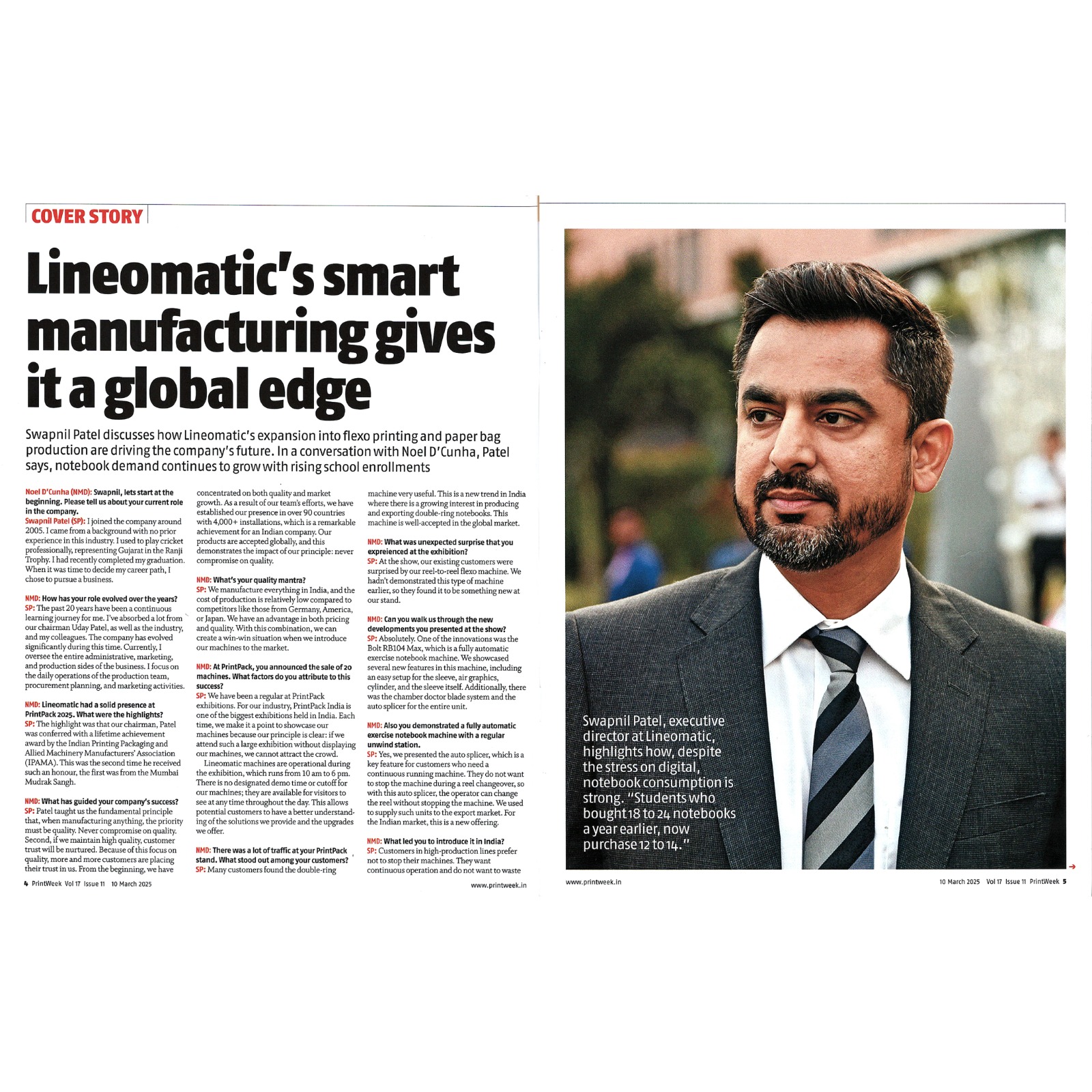 Mr. Swapnil Patel talks about Lineomatic’s evolution in PrintWeek!